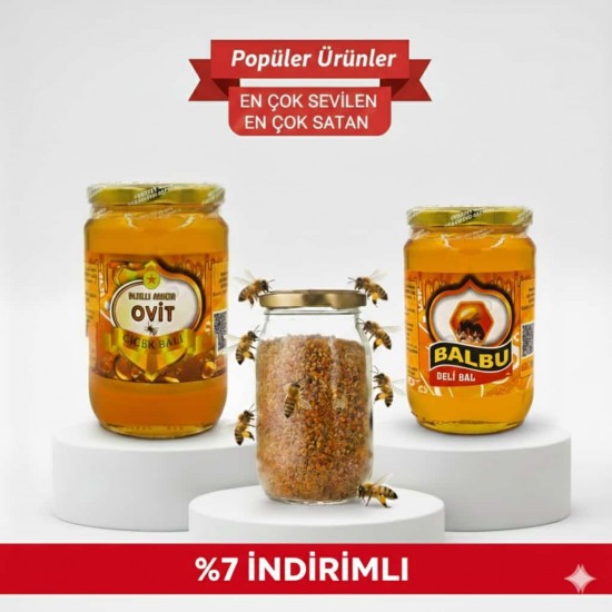 Avantajlı Şifa Paketi: Deli Bal (970g), Ovit Balı (970g) ve Ovit Poleni (200g)
